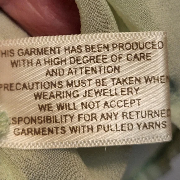 Blank London Pale Green and Yellow Sheer Embroidered Peasant Blouse - Size XS - Picture 8 of 11